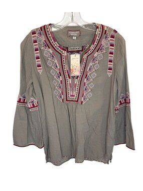 Johnny Was Willow Blouse Embroidered Cotton Top NWT - Size XS